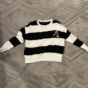 Central Park West Size S Sweater - Black and White stripe with star detail